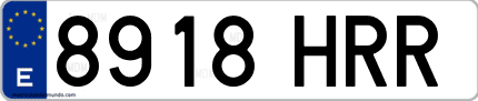 Ejemplo de matrícula de coche ordinaria 8918 HRR