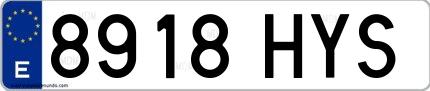 Ejemplo de matrícula española 8918 HYS
