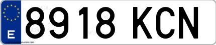 Ejemplo de matrícula española 8918 KCN