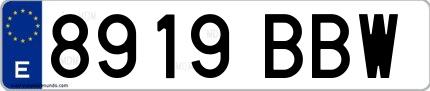 Ejemplo de matrícula española 8919 BBW
