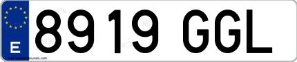 Ejemplo de matrícula española 8919 GGL