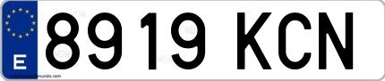 Ejemplo de matrícula española 8919 KCN