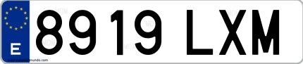 Ejemplo de matrícula española 8919 LXM