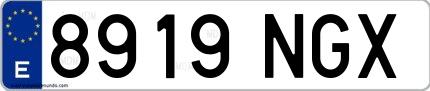Ejemplo de matrícula española 8919 NGX