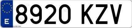 Ejemplo de matrícula española 8920 KZV