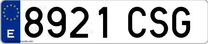 Ejemplo de matrícula española 8921 CSG