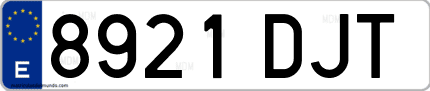 Ejemplo de matrícula de coche ordinaria 8921 DJT