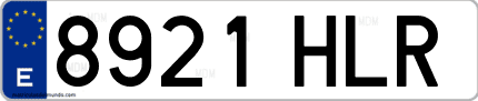 Ejemplo de matrícula de coche ordinaria 8921 HLR