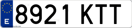 Ejemplo de matrícula de coche ordinaria 8921 KTT