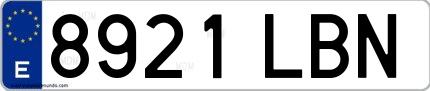 Ejemplo de matrícula española 8921 LBN
