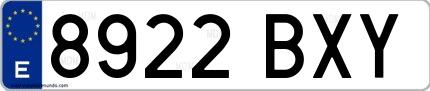Ejemplo de matrícula española 8922 BXY