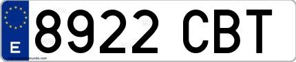 Ejemplo de matrícula española 8922 CBT