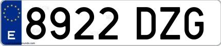 Ejemplo de matrícula española 8922 DZG