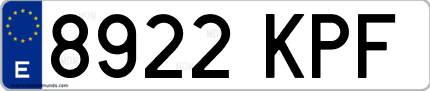 Ejemplo de matrícula de coche ordinaria 8922 KPF