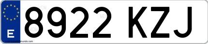 Ejemplo de matrícula española 8922 KZJ