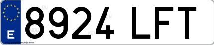 Ejemplo de matrícula española 8924 LFT