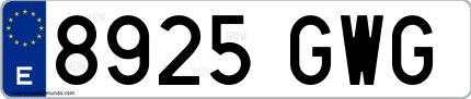 Ejemplo de matrícula española 8925 GWG