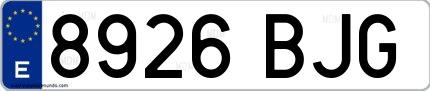 Ejemplo de matrícula española 8926 BJG