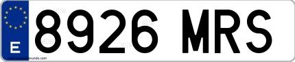 Ejemplo de matrícula española 8926 MRS
