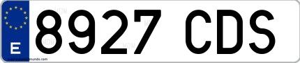 Ejemplo de matrícula española 8927 CDS