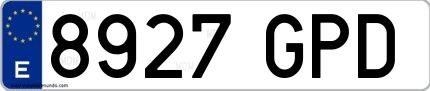 Ejemplo de matrícula española 8927 GPD