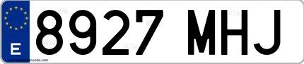 Ejemplo de matrícula española 8927 MHJ