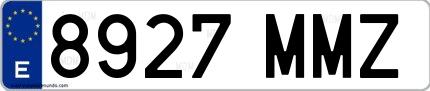 Ejemplo de matrícula española 8927 MMZ