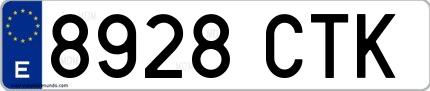 Ejemplo de matrícula española 8928 CTK