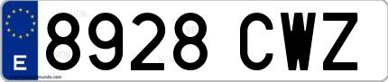 Ejemplo de matrícula española 8928 CWZ