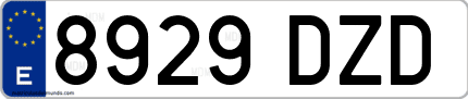 Ejemplo de matrícula de coche ordinaria 8929 DZD