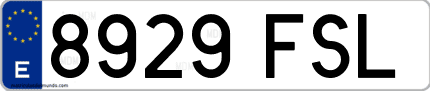 Ejemplo de matrícula de coche ordinaria 8929 FSL