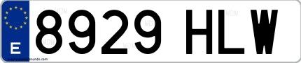 Ejemplo de matrícula española 8929 HLW