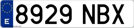 Ejemplo de matrícula española 8929 NBX