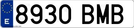Ejemplo de matrícula española 8930 BMB