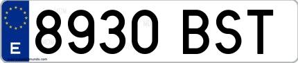 Ejemplo de matrícula española 8930 BST