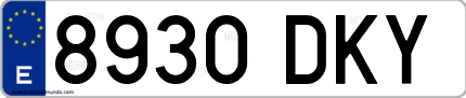 Ejemplo de matrícula de coche ordinaria 8930 DKY