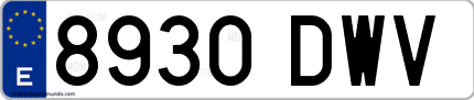 Ejemplo de matrícula de coche ordinaria 8930 DWV