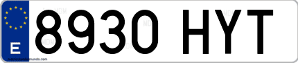 Ejemplo de matrícula de coche ordinaria 8930 HYT
