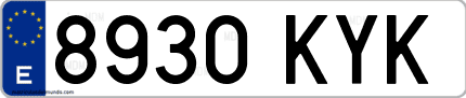Ejemplo de matrícula de coche ordinaria 8930 KYK