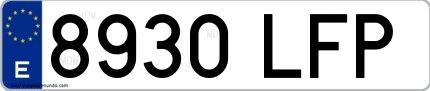 Ejemplo de matrícula española 8930 LFP