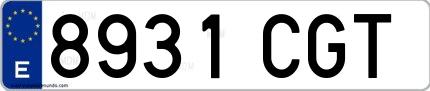 Ejemplo de matrícula española 8931 CGT