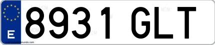 Ejemplo de matrícula española 8931 GLT