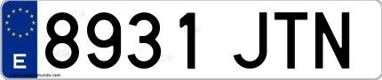 Ejemplo de matrícula española 8931 JTN