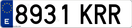 Ejemplo de matrícula de coche ordinaria 8931 KRR