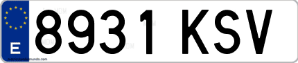 Ejemplo de matrícula de coche ordinaria 8931 KSV