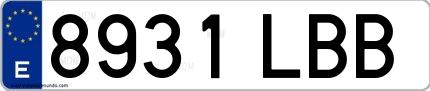 Ejemplo de matrícula española 8931 LBB