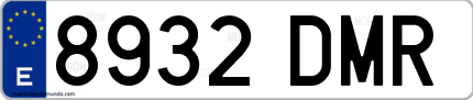 Ejemplo de matrícula de coche ordinaria 8932 DMR