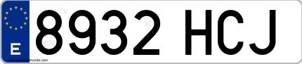 Ejemplo de matrícula española 8932 HCJ