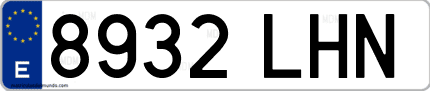 Ejemplo de matrícula de coche ordinaria 8932 LHN