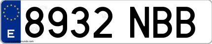 Ejemplo de matrícula española 8932 NBB